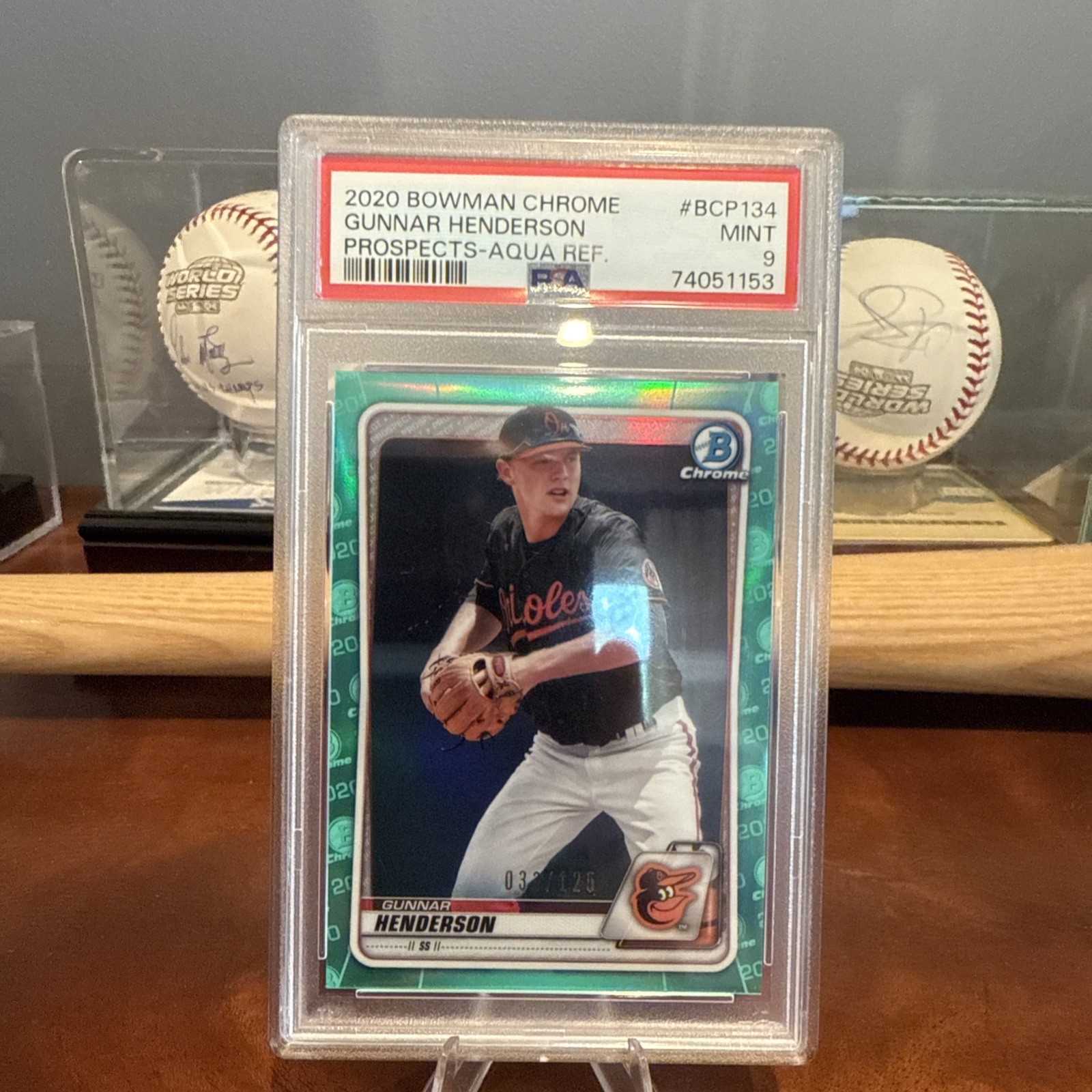 2020 BOWMAN CHROME PROSPECTS #BCP134 GUNNAR HENDERSON PSA 9 aqua/125