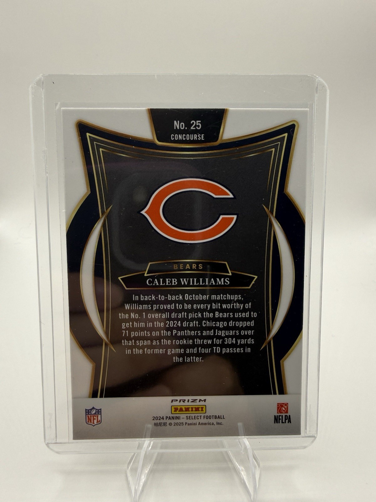 2024 Panini Select – Concourse Caleb Williams #25 Black & Red Shock Prizm (RC)