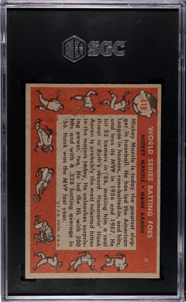 1958 Topps W. S. Batting Foes #418 SGC 5