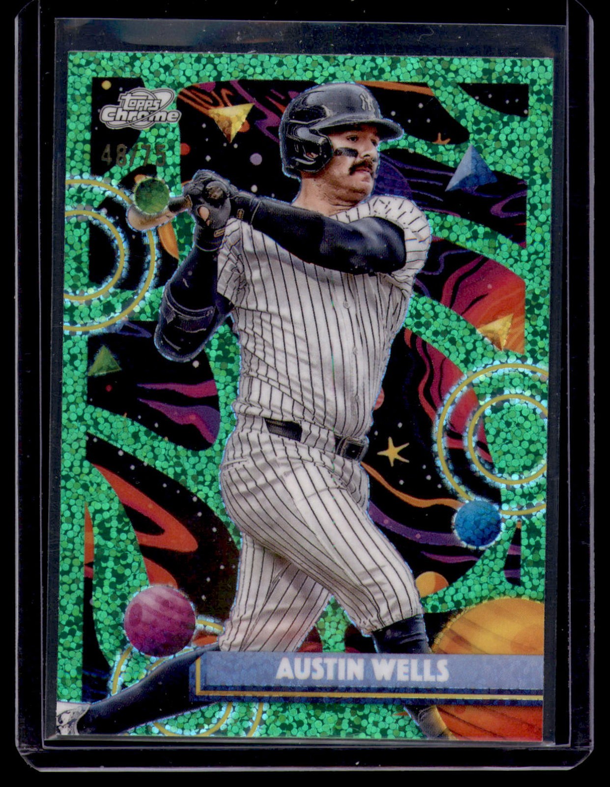 2025 Topps Chrome Cosmic Austin Wells Green Space Dust (/75) #14 Yankees