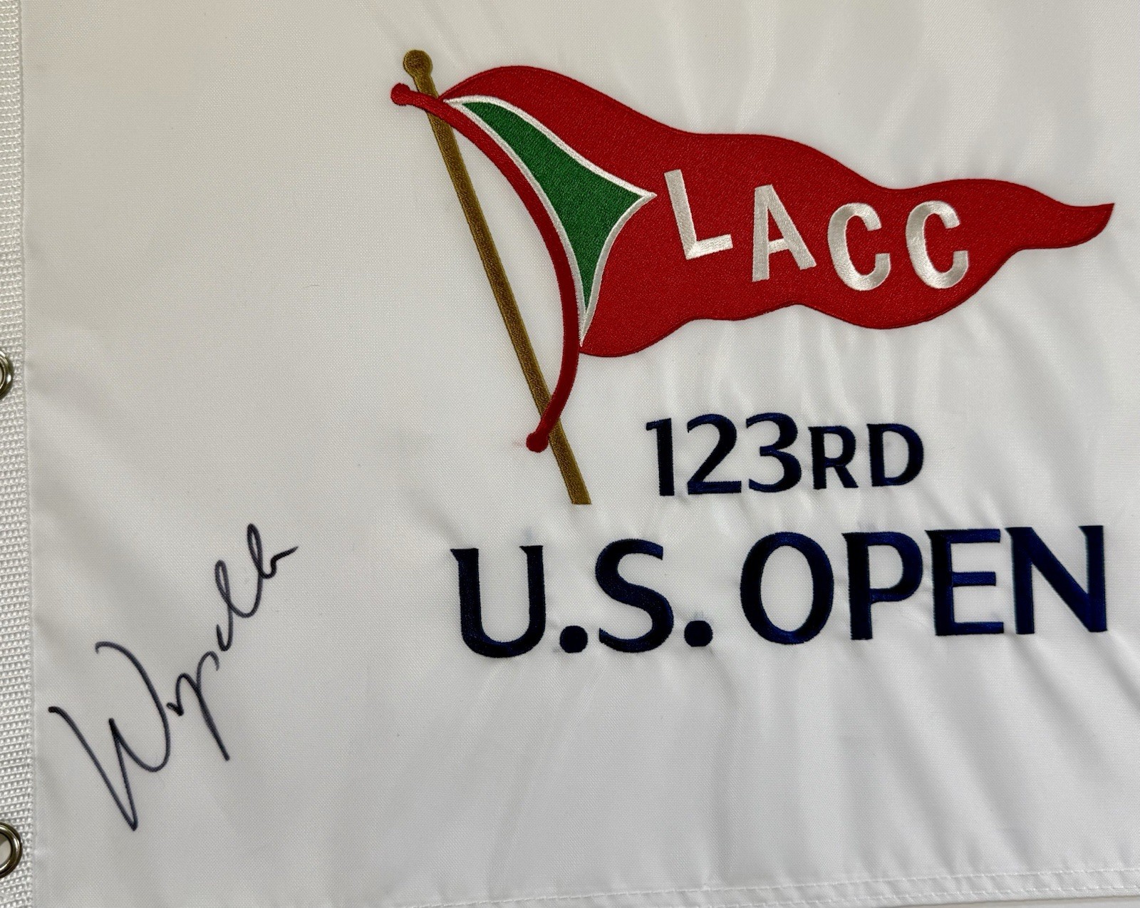 Wyndham Clark signed 2023 US Open Flag LACC golf beckett coa