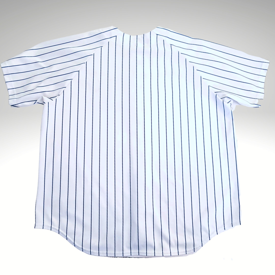 Vintage Majestic White Pin Striped New York Yankees Sewn Jersey Size XXL USA