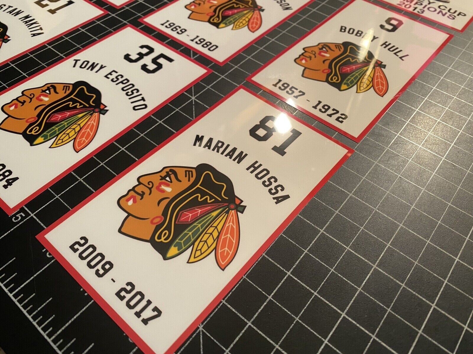 3 SIZES- Chicago Blackhawks Stanley Cup & Retired #DECAL banners MANCAVE CHELIOS