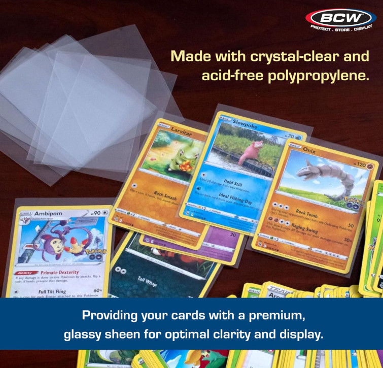(1000) BCW Brand Trading Card Polypropylene Outer Sleeves – 2-5/8″ x 3-5/8″ – TC