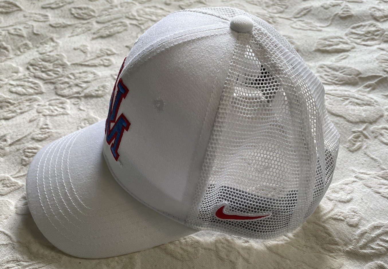 Nike Ole Miss Rebels SEC Snapback Trucker Style Meshback Hat White Light Blue