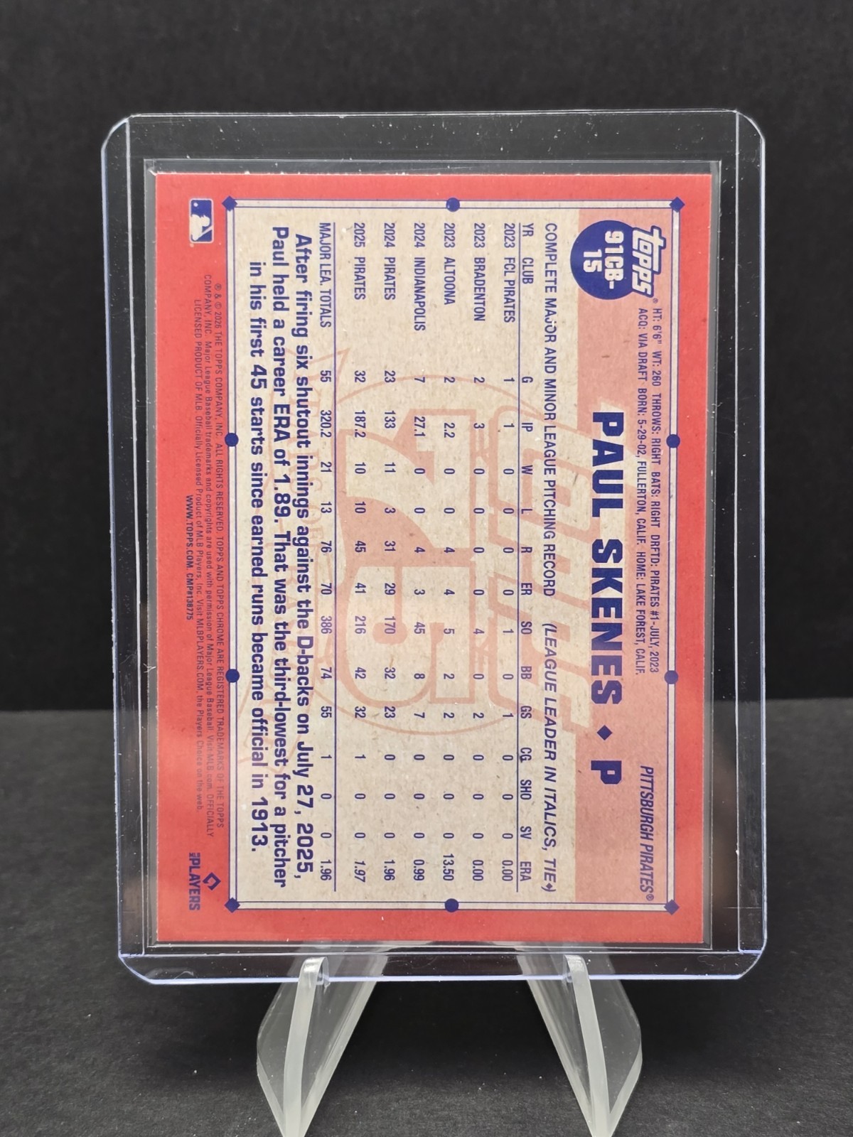 2026 Topps Chrome Baseball Paul Skenes 75th Refractor #91CB-15 Pirates