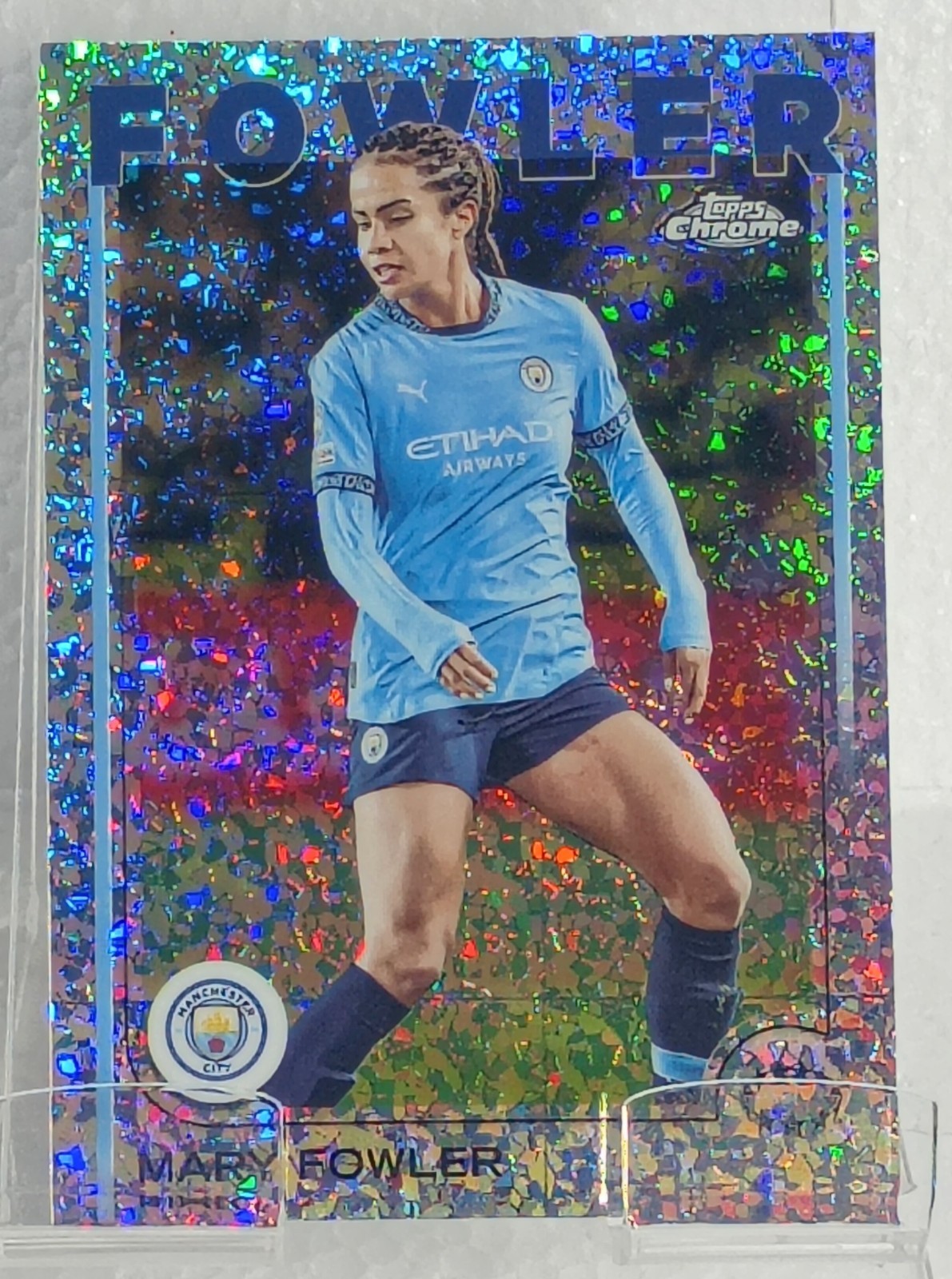2024-25 Topps Chrome UWCL Mary Fowler #69 Base Confetti Refractor