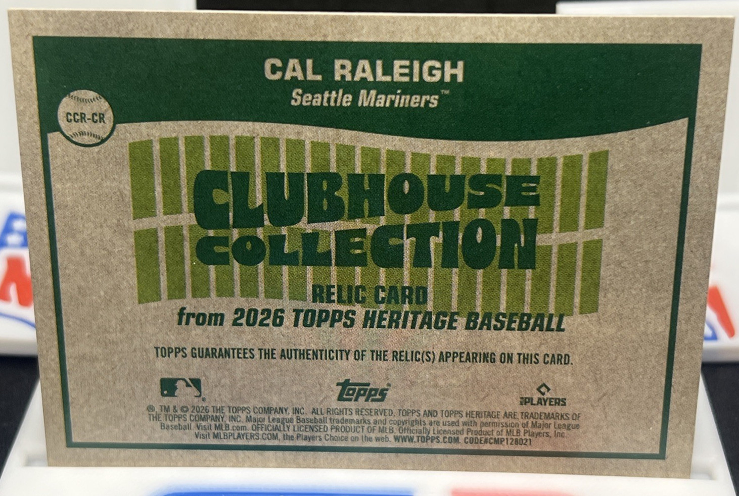 2026 Topps Heritage Cal Raleigh Clubhouse Collection Relic Patch Jersey Mariners