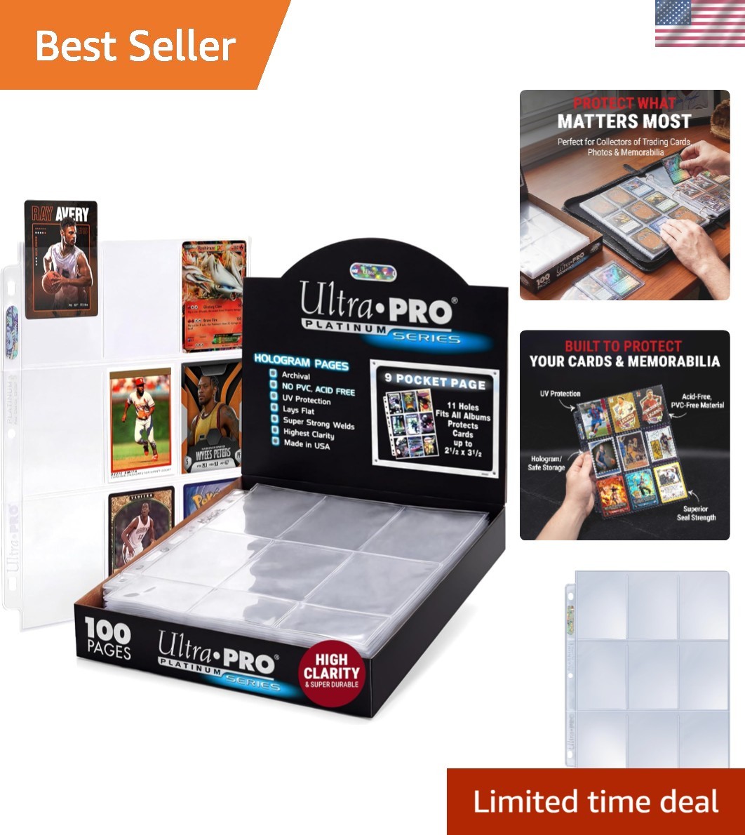 Trading Card Sleeves – 9 Pocket Card Sleeves for Binder – Platinum Series Pag…