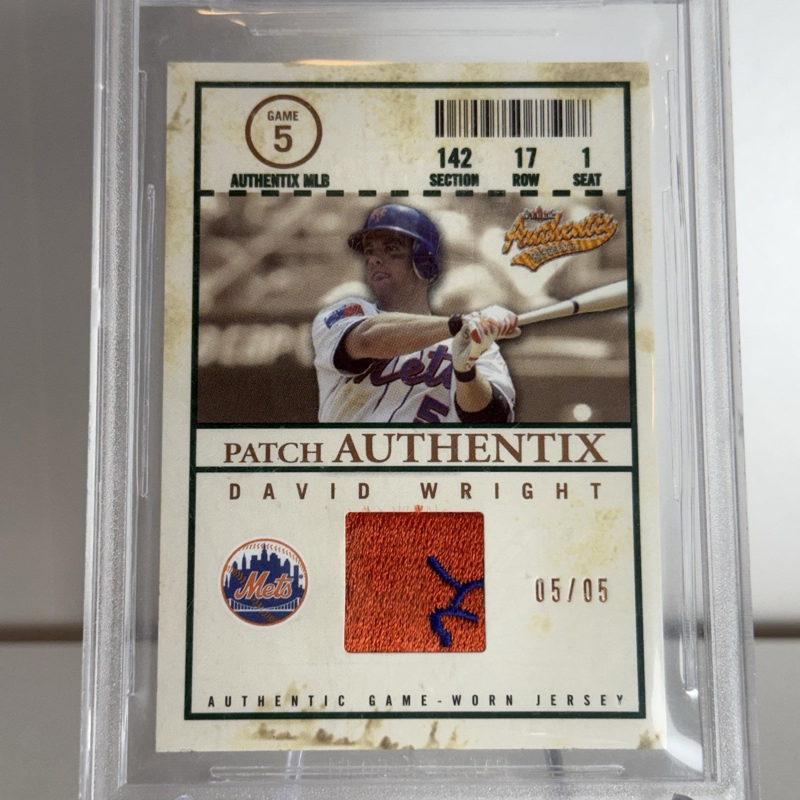 RARE 2005 Fleer Authentix #DW David Wright /5 Rookie Shea Patch Club Box