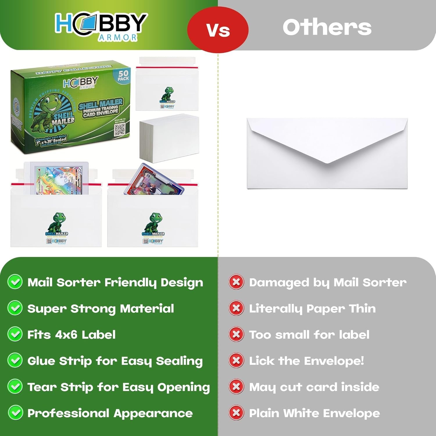 Everyday Mailing Trading Card Envelopes, 50 Pack Lightweight Cardboard Mailers