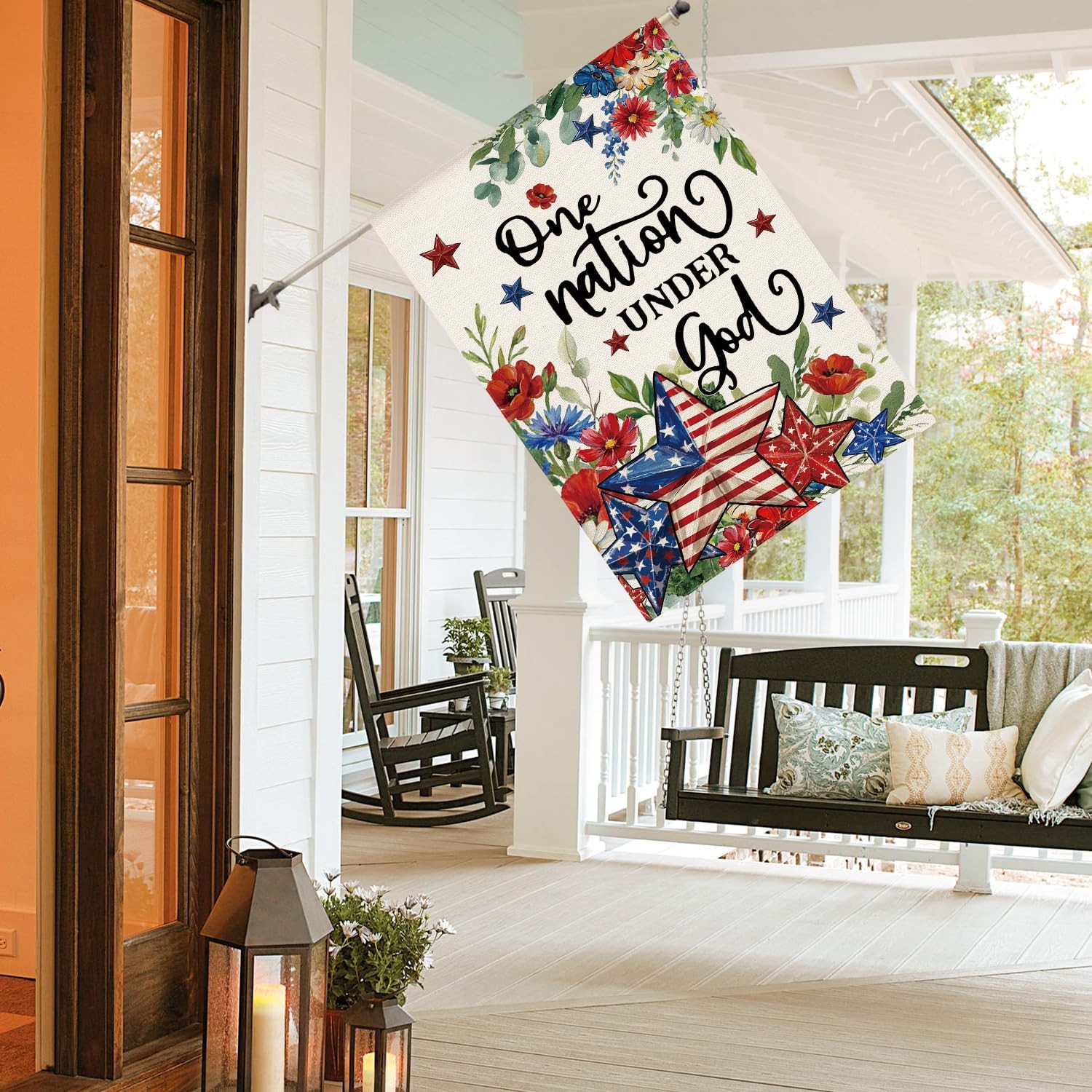 Memorial Day Patriotic 4th of July House Flag 28×40 Inch Double Sided Outside…