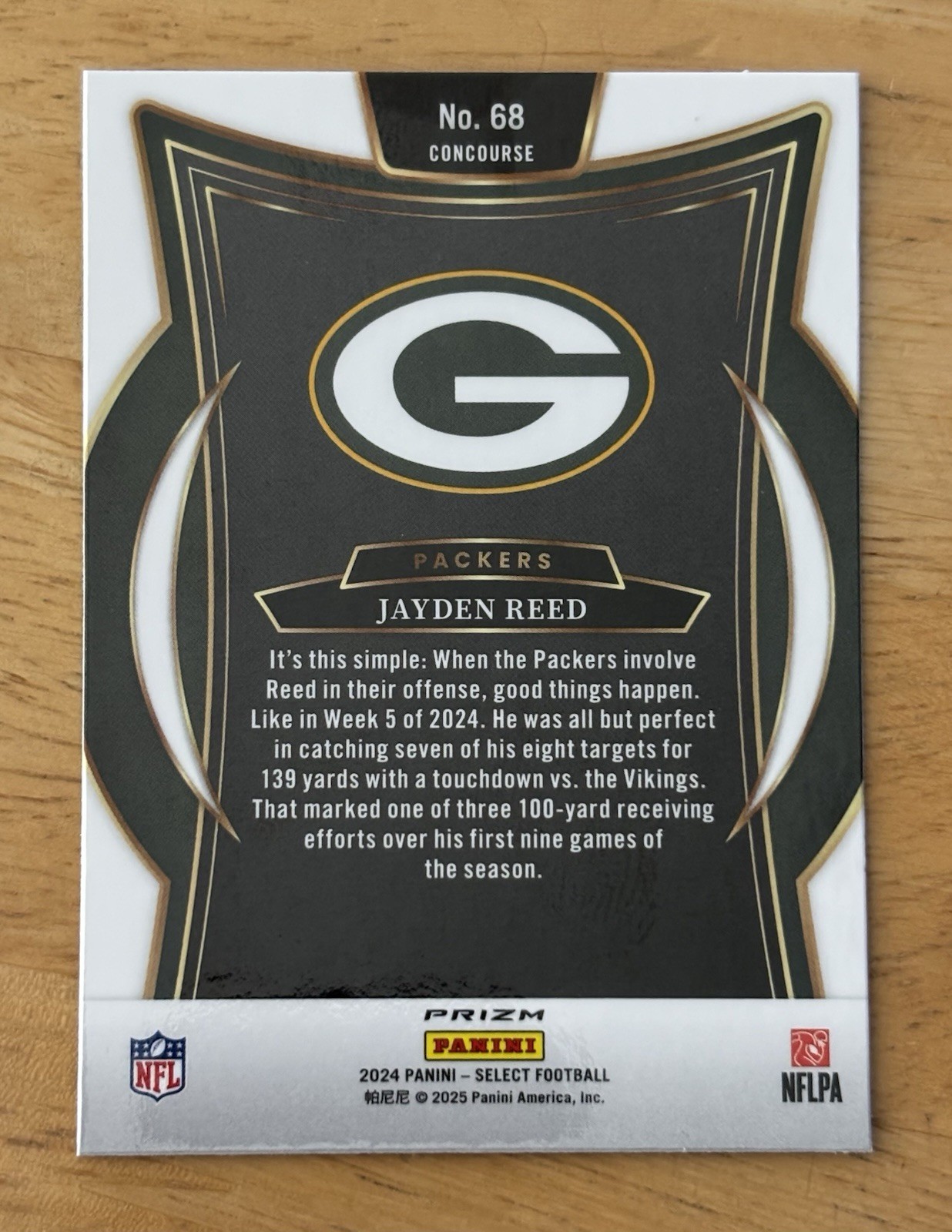 2024 Panini Select Jayden Reed Zebra Shock Prizm Case Hit SSP Packers #68