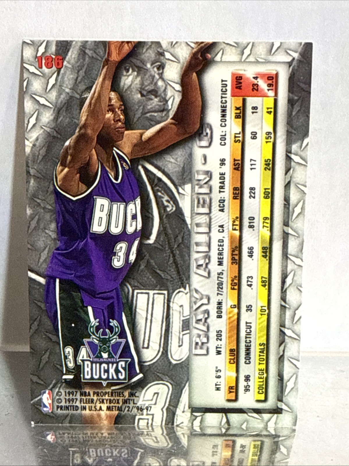 1996-97 Fleer Metal – Ray Allen #186 (RC)