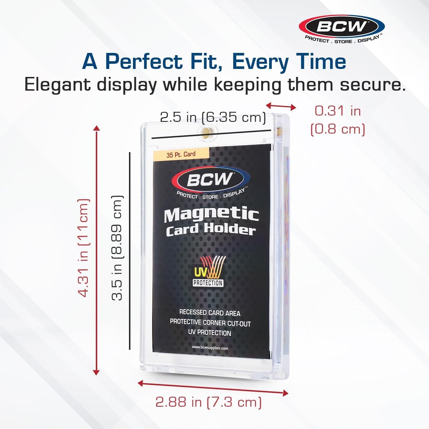 Magnetic Card Holder – 35 PT Thickness – 5 Pack | Protective Display Card Cas…