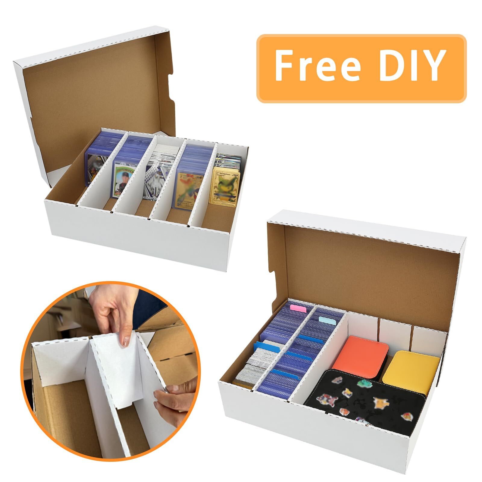 5 Row Trading Card Storage Box Organizer for Collectible Baseball Game Cards
