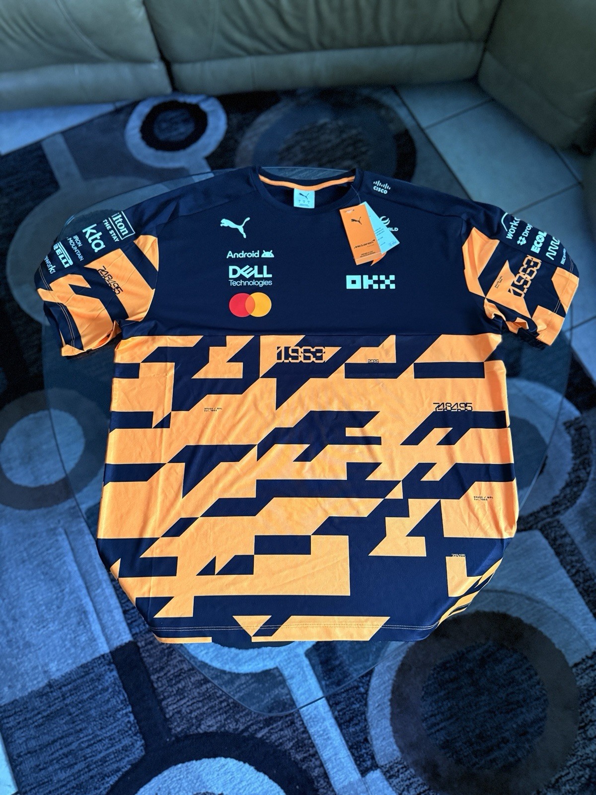 PUMA McLaren Formula 1 Team Black/Orange Short Sleeve T-Shirt Size L