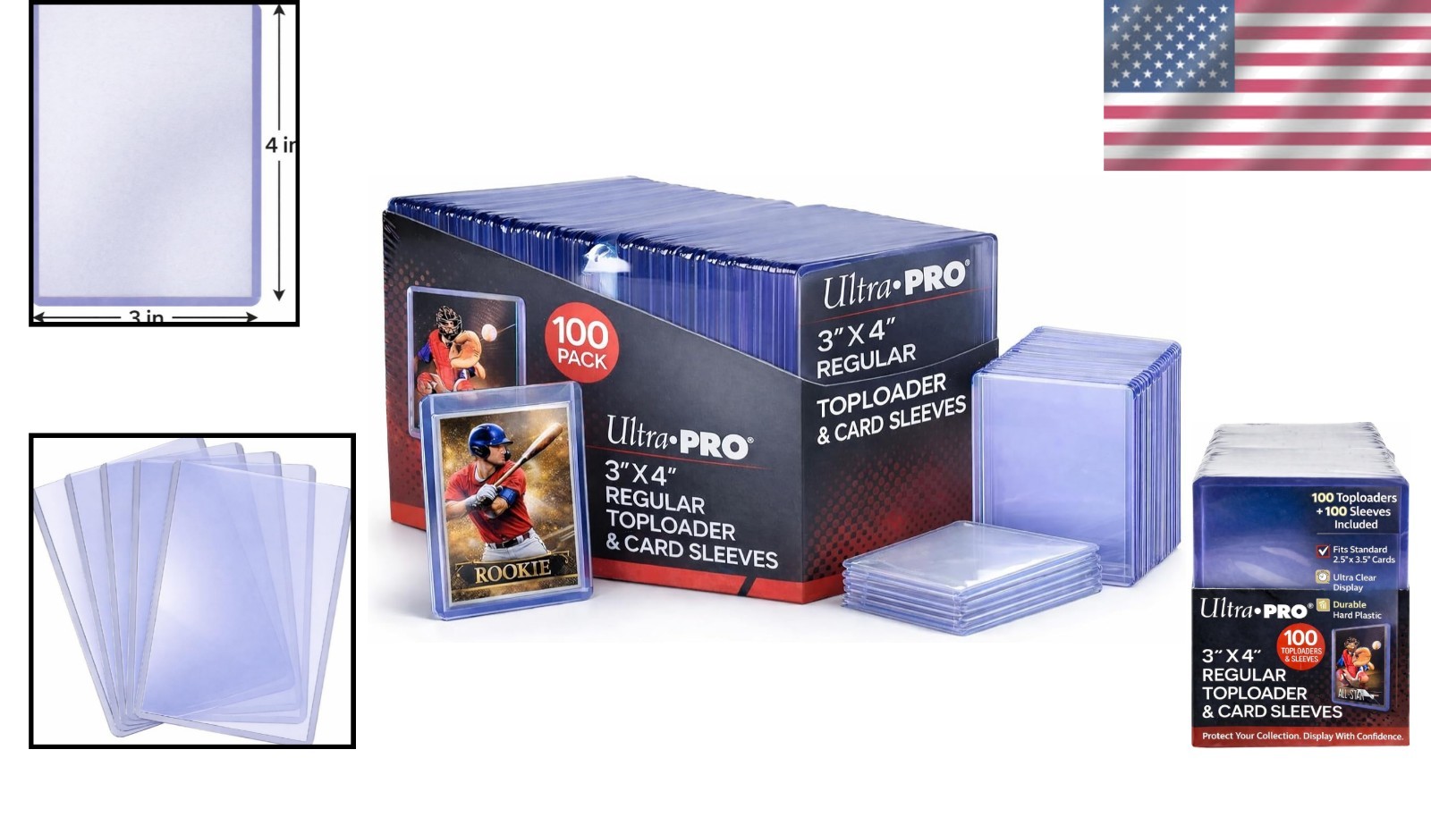 3″ x 4″ Toploaders Bundle – 100 Clear PVC Sleeves for Card Protection