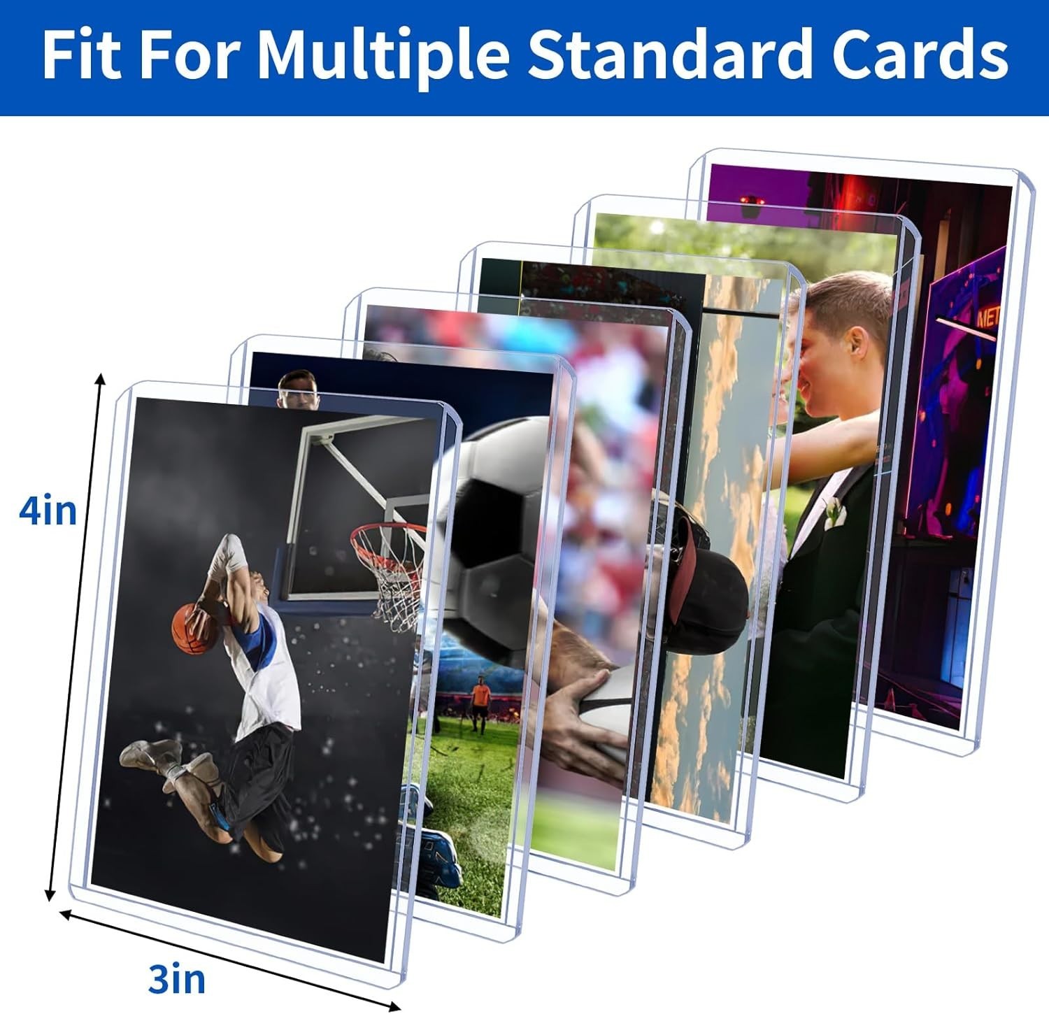 Trading Card Sleeves Hard Plastic Clear Case Holder 42Pc Baseball Card Toploader