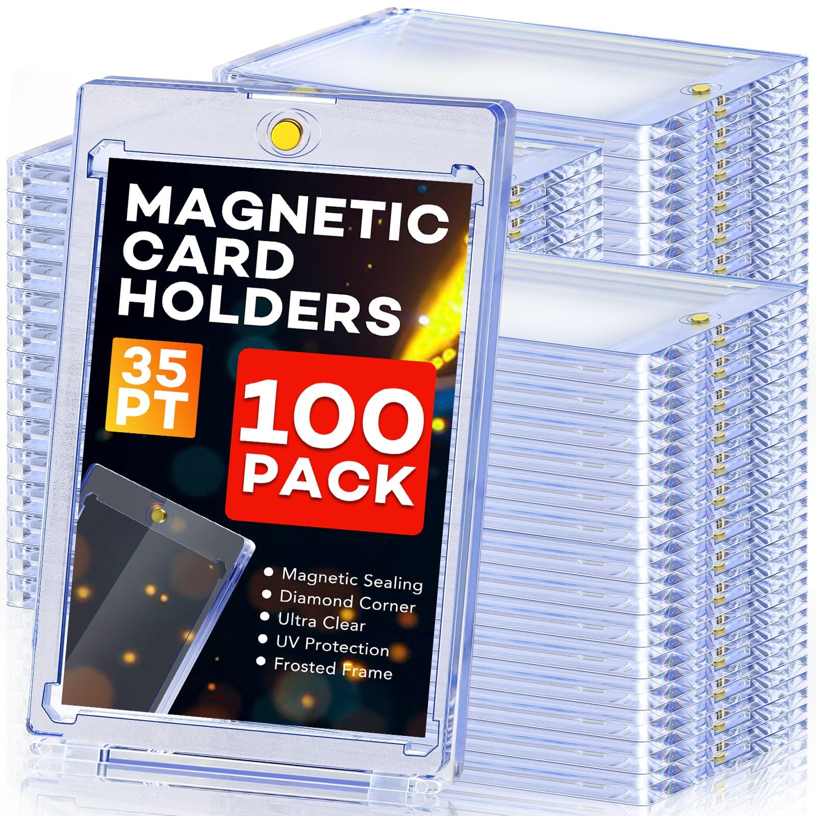 100ct Magnetic Card Holders, Magnetic 35pt One Touch Card Holders, U-V Protec…