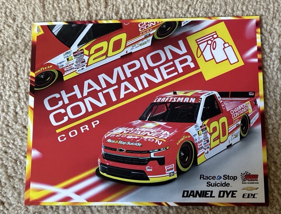 Nascar Truck Driver #20 Daniel Dye Champion Container 2026 Postcard