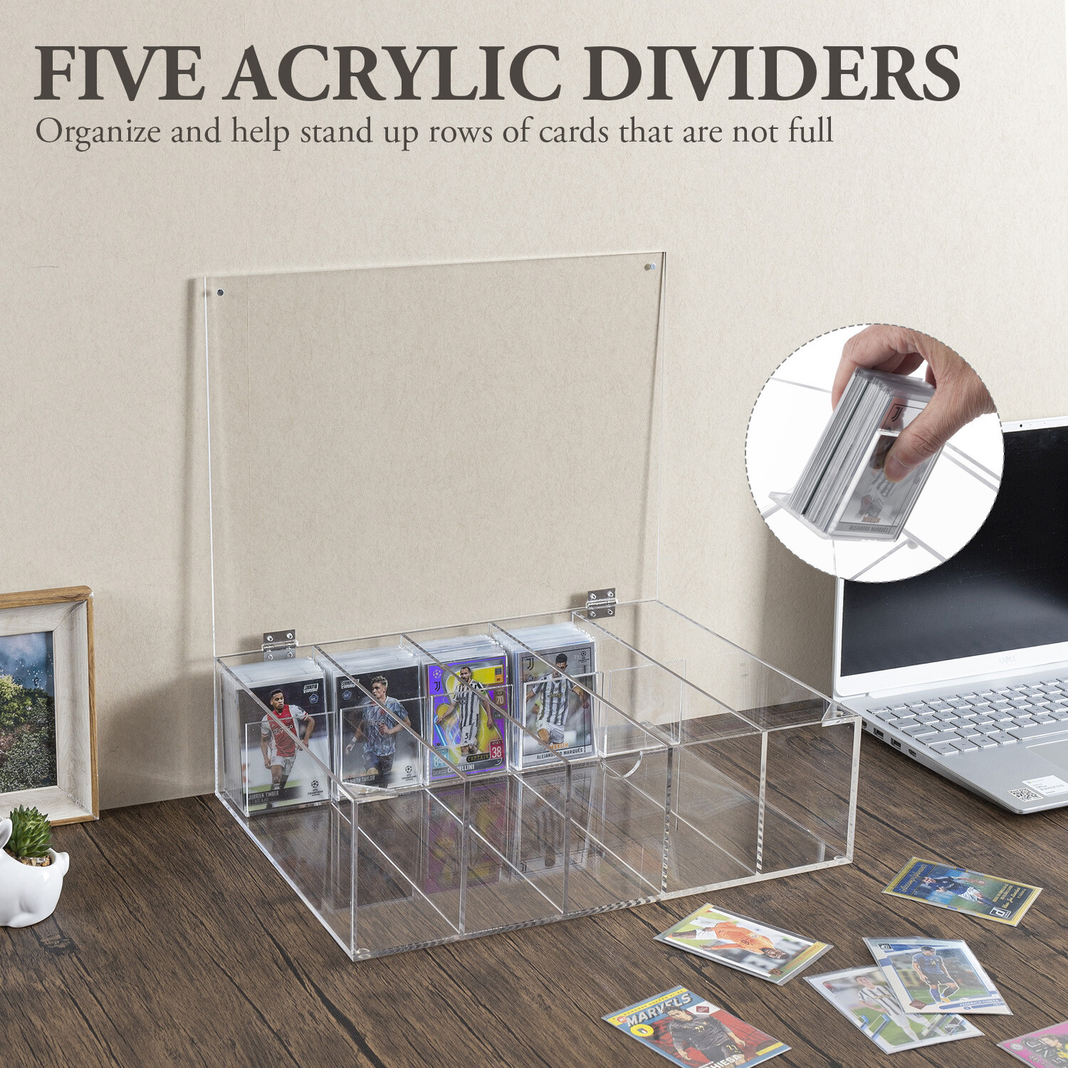 5 Slot Clear Acrylic Collectors Sports Card Storage Box, Trading Cards Organizer