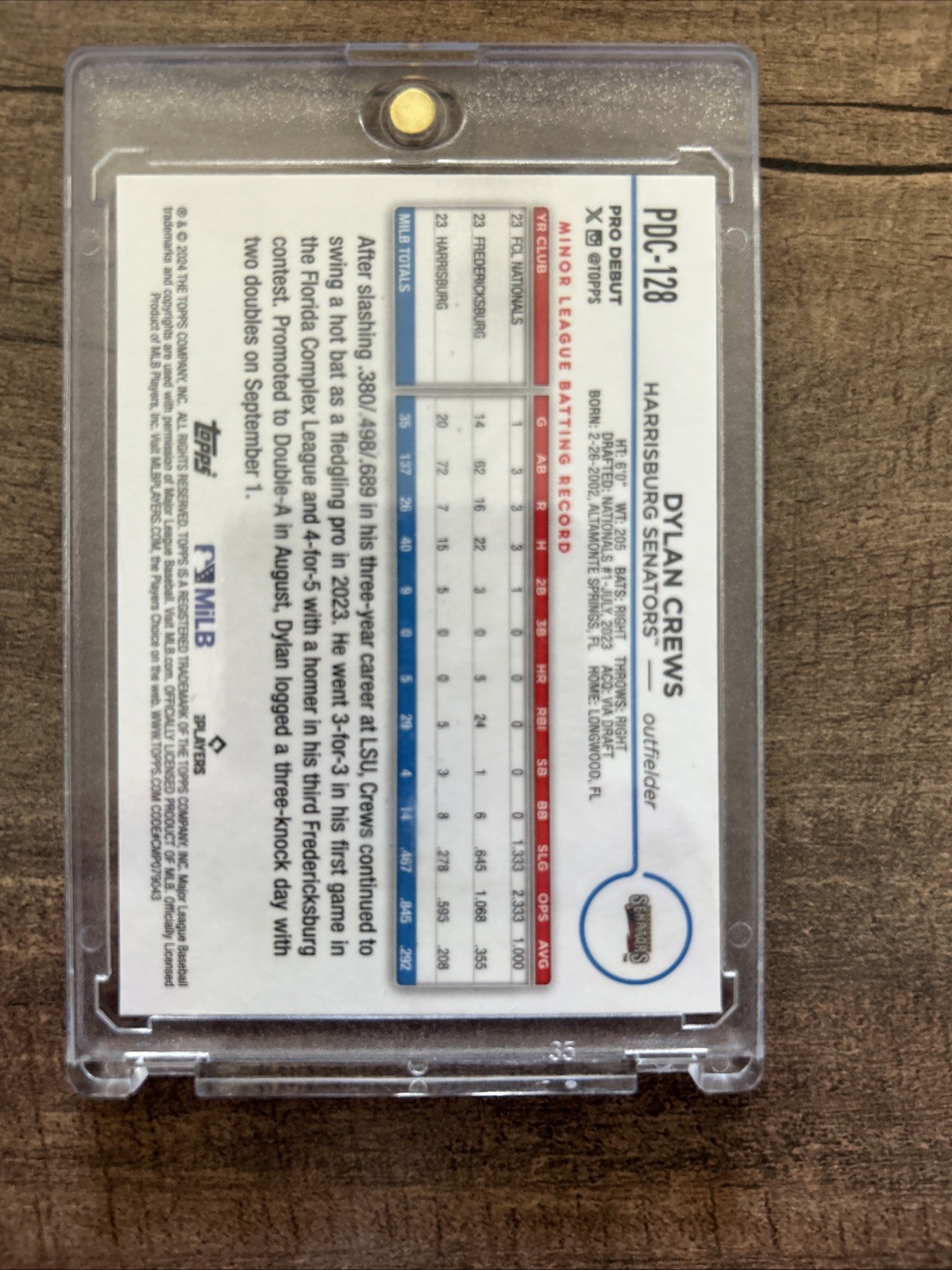 2024 Topps Pro Debut – Chrome Dylan Crews #PDC-128 Orange Lava /25 Nationals
