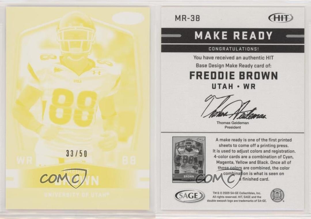 2009 SAGE Hit Make Ready Yellow 33/50 Freddie Brown #MR-38 pn1