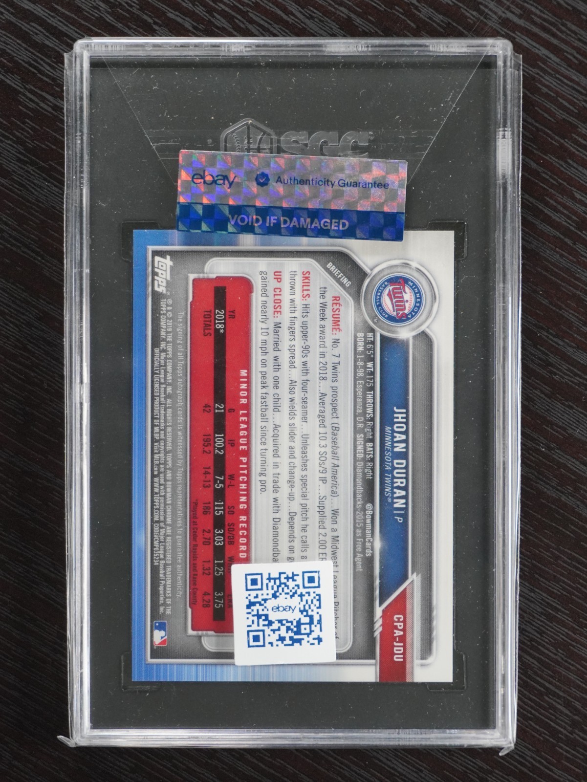 2019 Bowman Chrome Jhoan Duran Gold Shimmer Auto /50 1st #CPA-JDU SGC 10/10