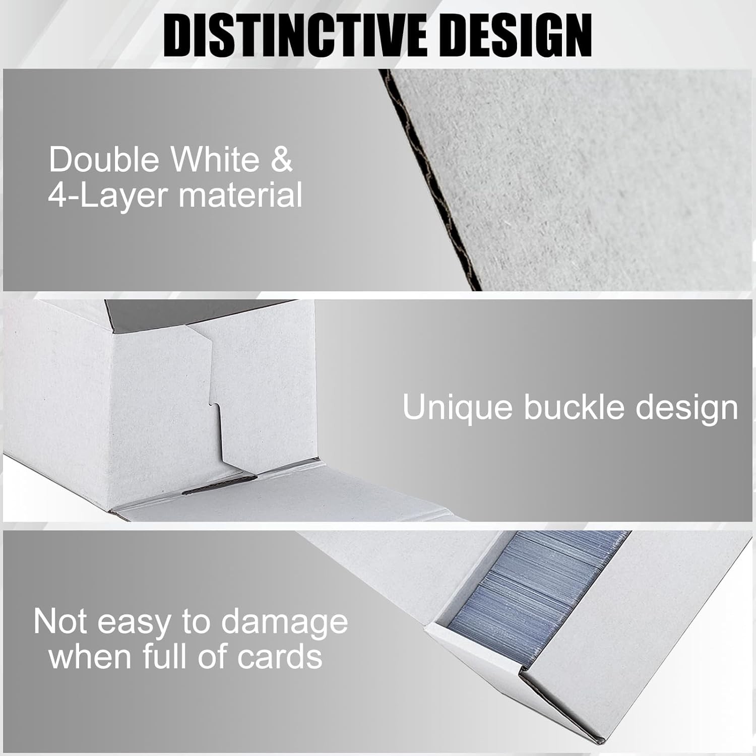 Trading Card Storage Box, 3-Pack 1100 Count White Corrugated Cardboard Bulk S…
