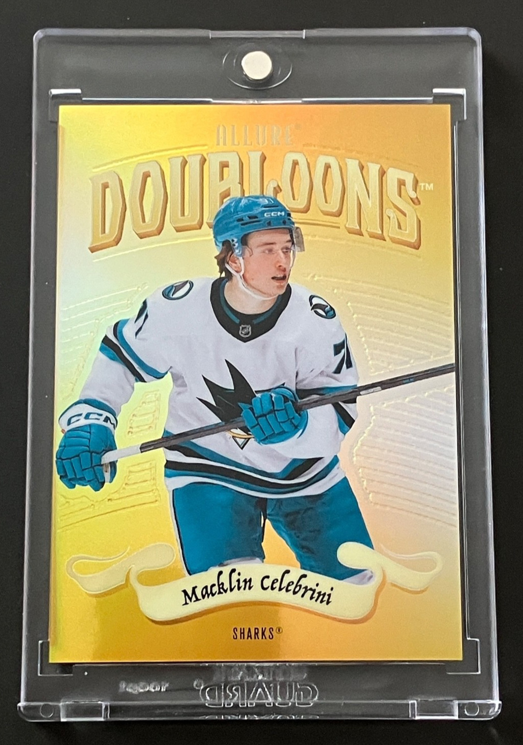 2025-26 Upper Deck Allure Doubloons Macklin Celebrini DB-25. Rare Case Hit