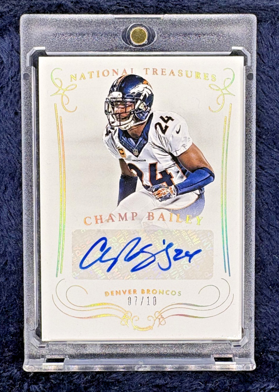 2014 NATIONAL TREASURES CHAMP BAILEY PLATINUM AUTO SSP /10 BRONCOS HOF