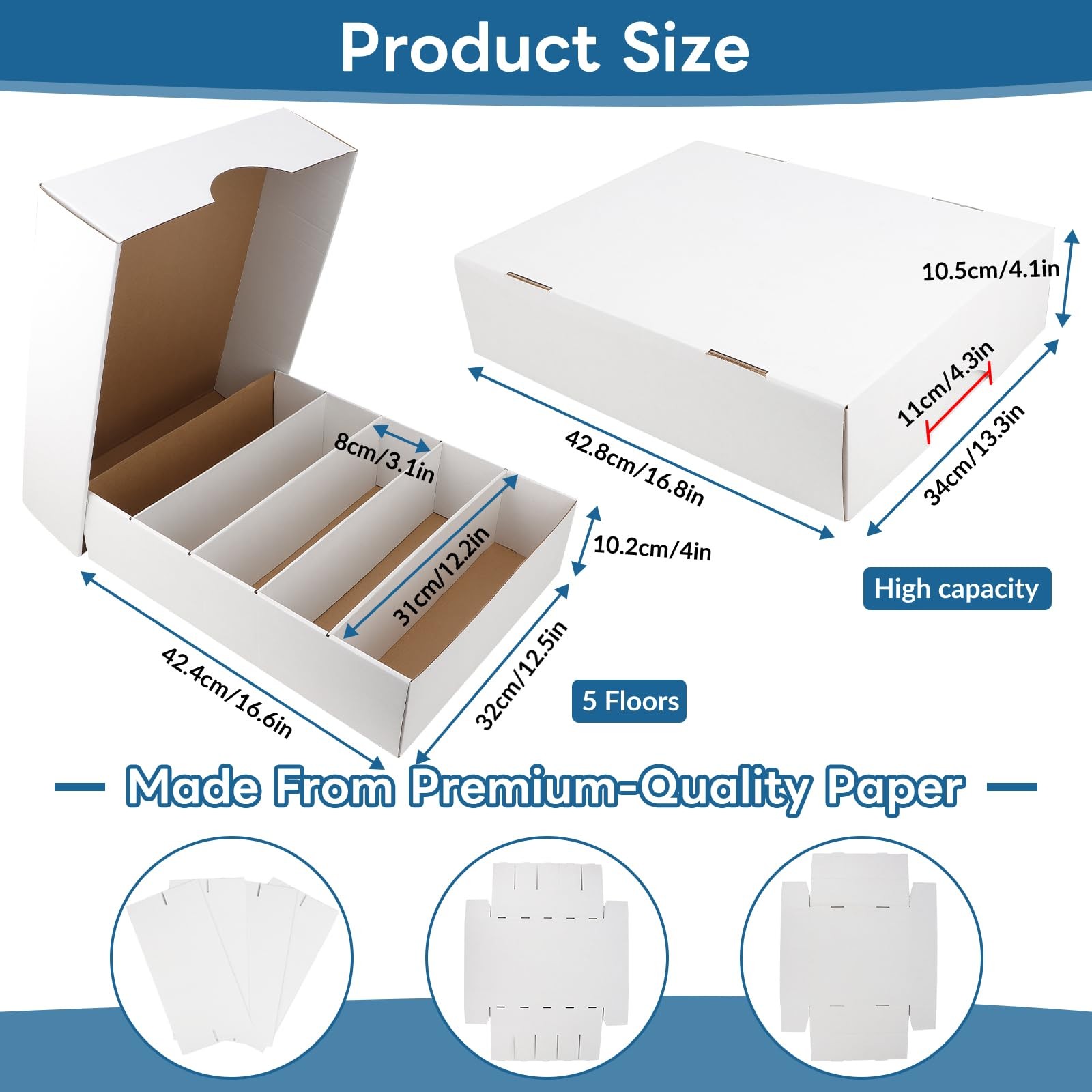 4 Pack Card Storage Box, 3700 Count Trading Card Storage Box White Sports Sto…