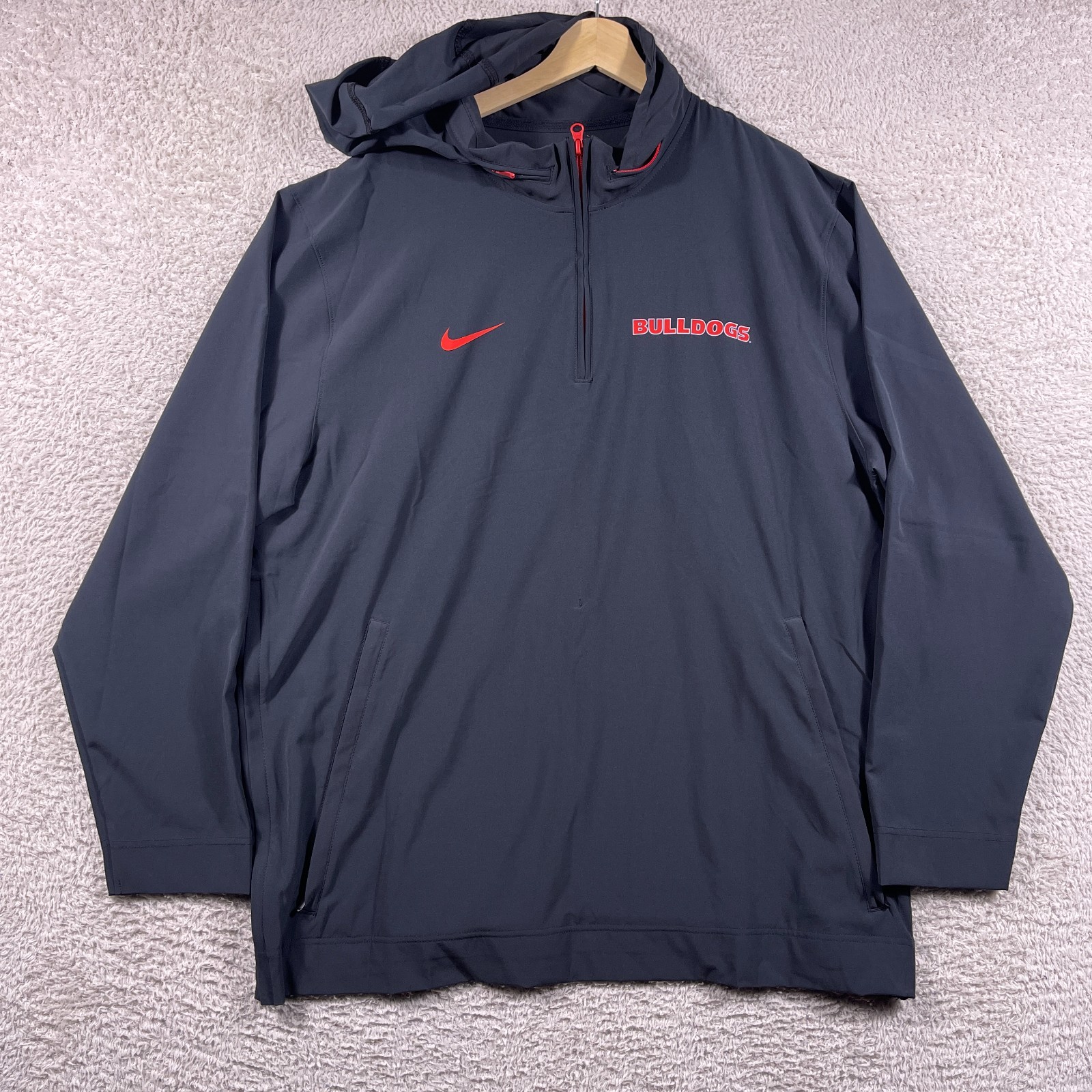 Georgia Bulldogs Nike Hoodie Mens XL Black Dri Fit Pullover 1/4 Zip Performance