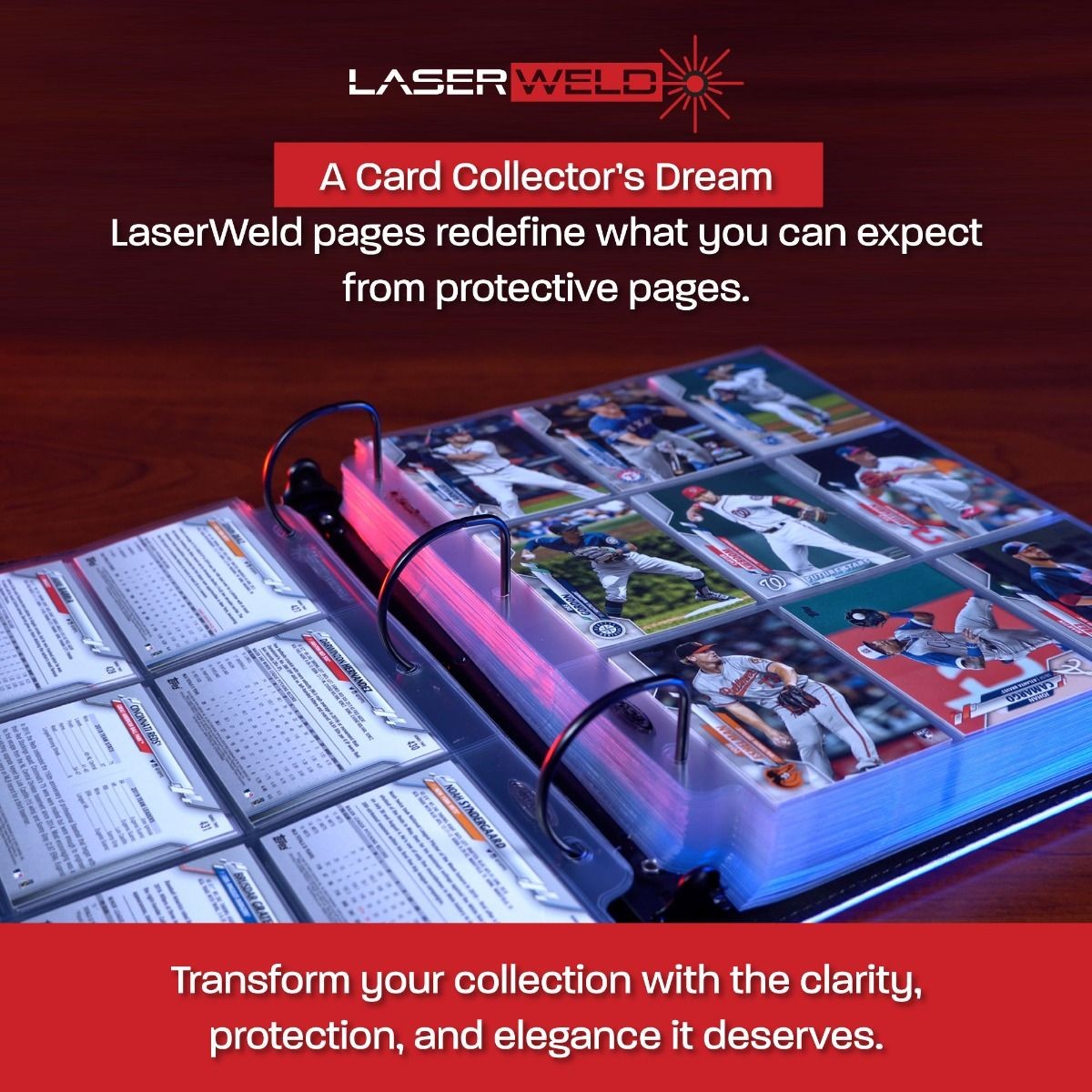 10 packs of 100 (1000) BCW LaserWeld 2 ½” x 3 ½” Card 9-pocket Binder Pages