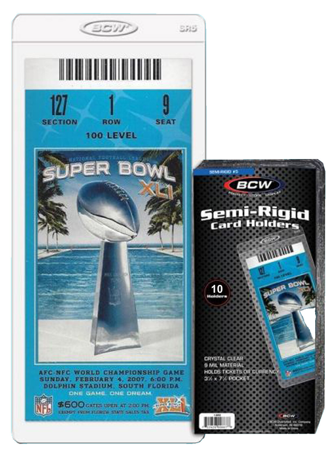 10 BCW Semi Rigid Ticket Holders stub currency concert sports event 3.5x 7.25