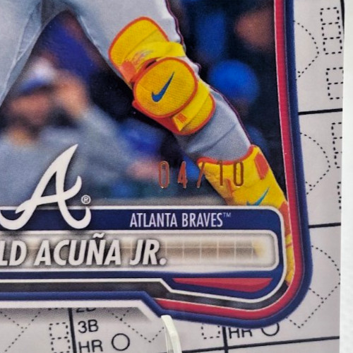 2026 Bowman Ronald Acuna JR White Scorecard Number Out of /10 Atlanta Braves