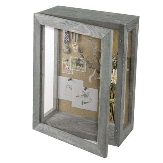 11×15 Deep Shadow Box Frame, Display Case Wall Mount for Picture, Grey