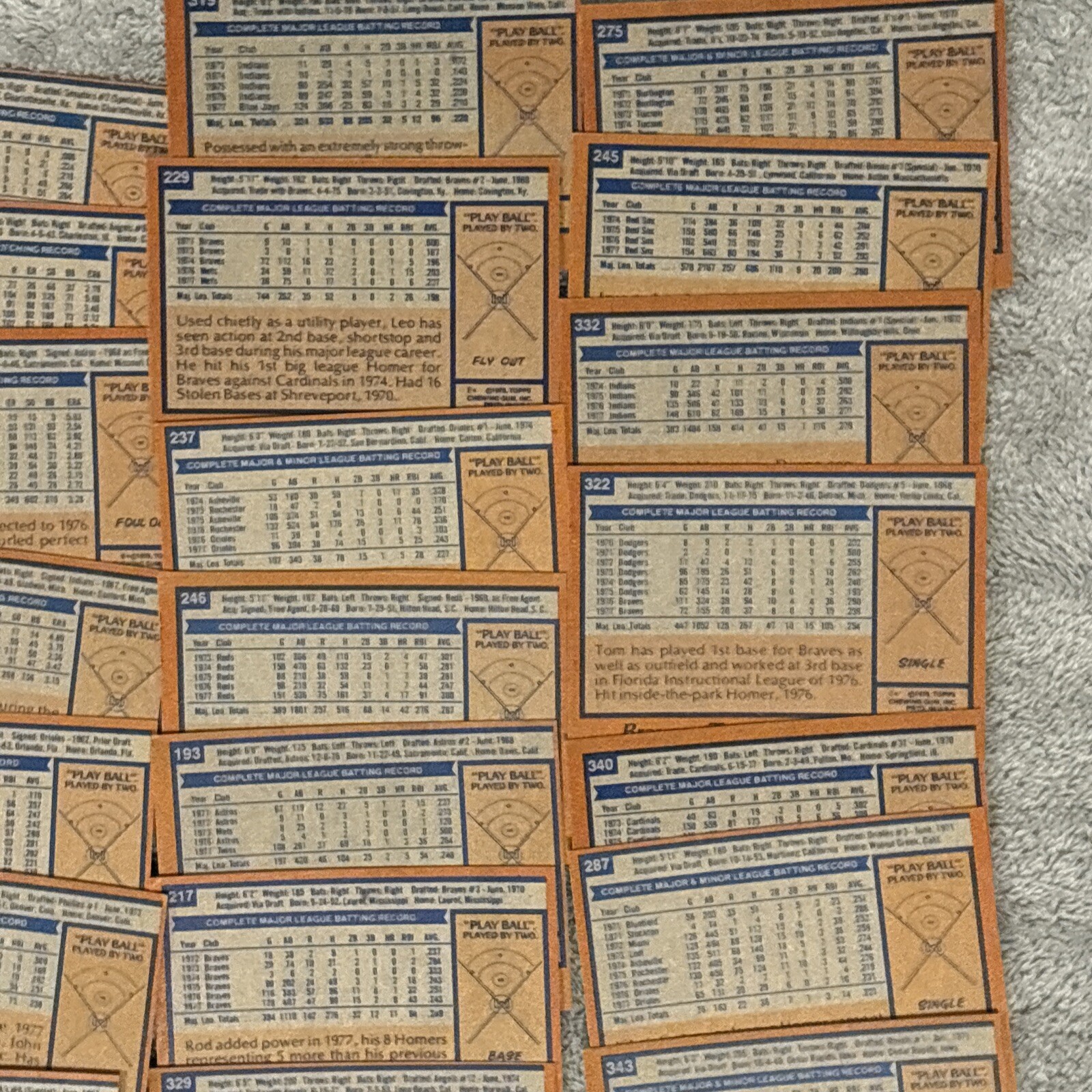 1978 Topps Baseball Card Singles #176-350 U Pick