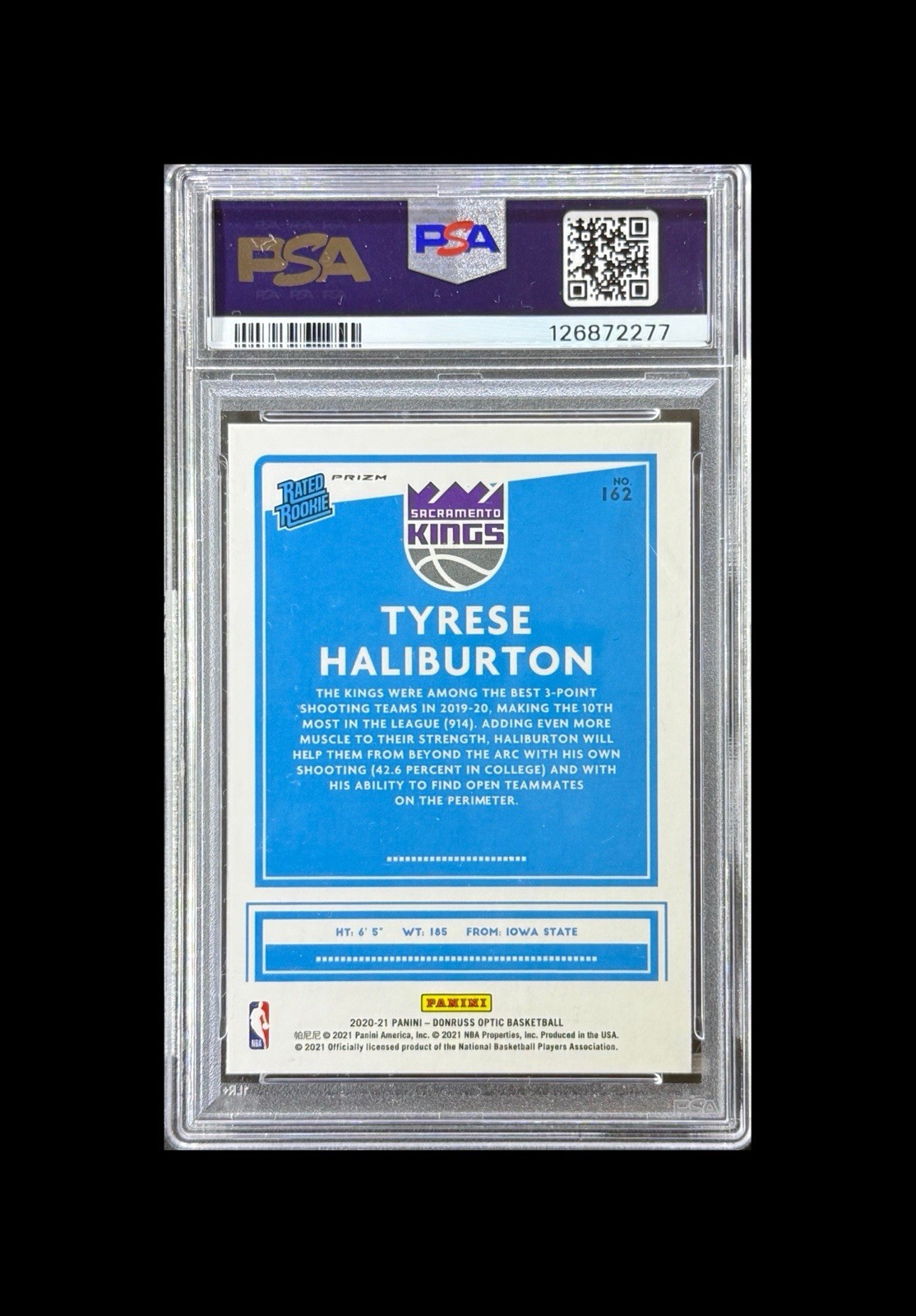 2020 Panini Donruss Optic Rated Rookie Tyrese Haliburton #162 Holo Prizm PSA 9