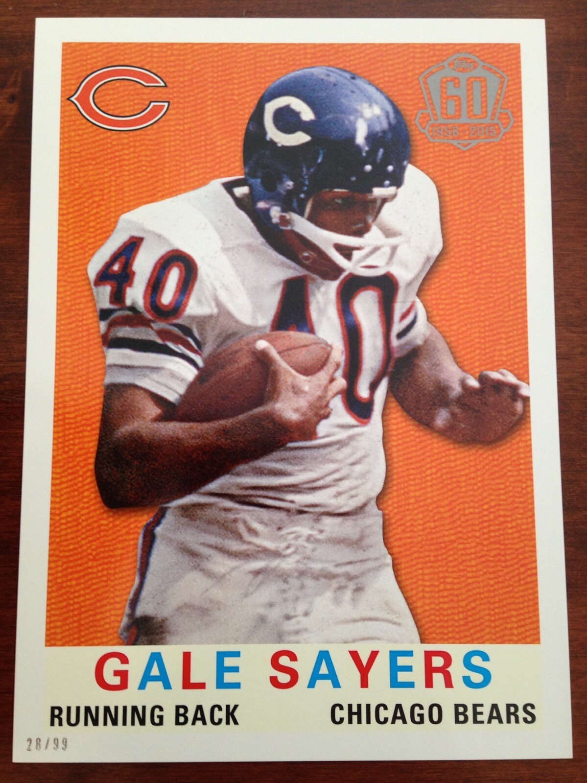 2015 Topps 5×7 60th Anniversary 1959 Reprint Gale Sayers Bears #’d /99