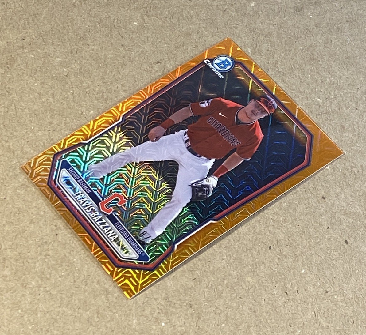 Travis Bazzana 2026 Bowman Chrome Prospect Orange Mojo Refractor /25 Guardians