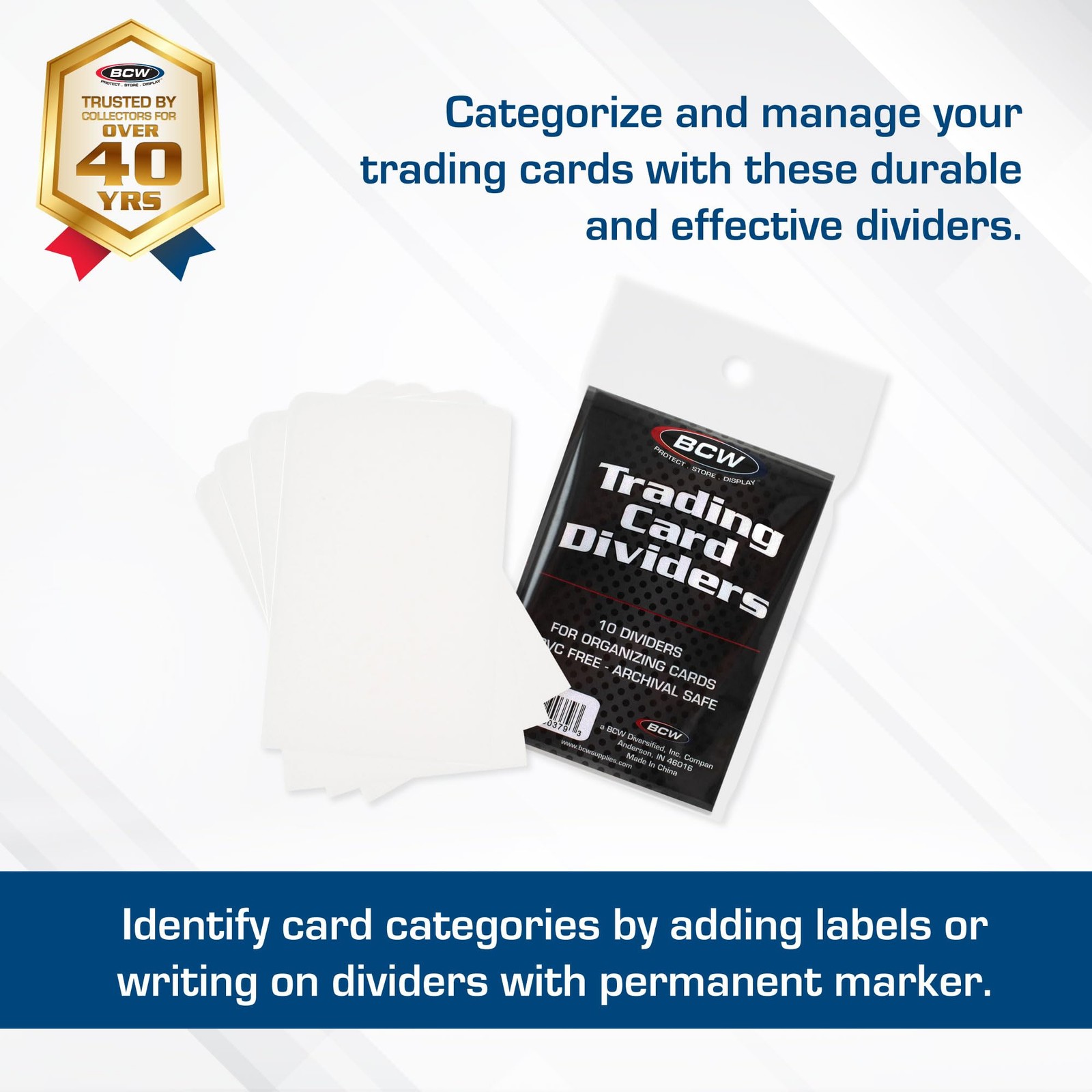 Trading Card Dividers 50 Pack | Archival Quality with WriteOn Tabs | Fits 320…