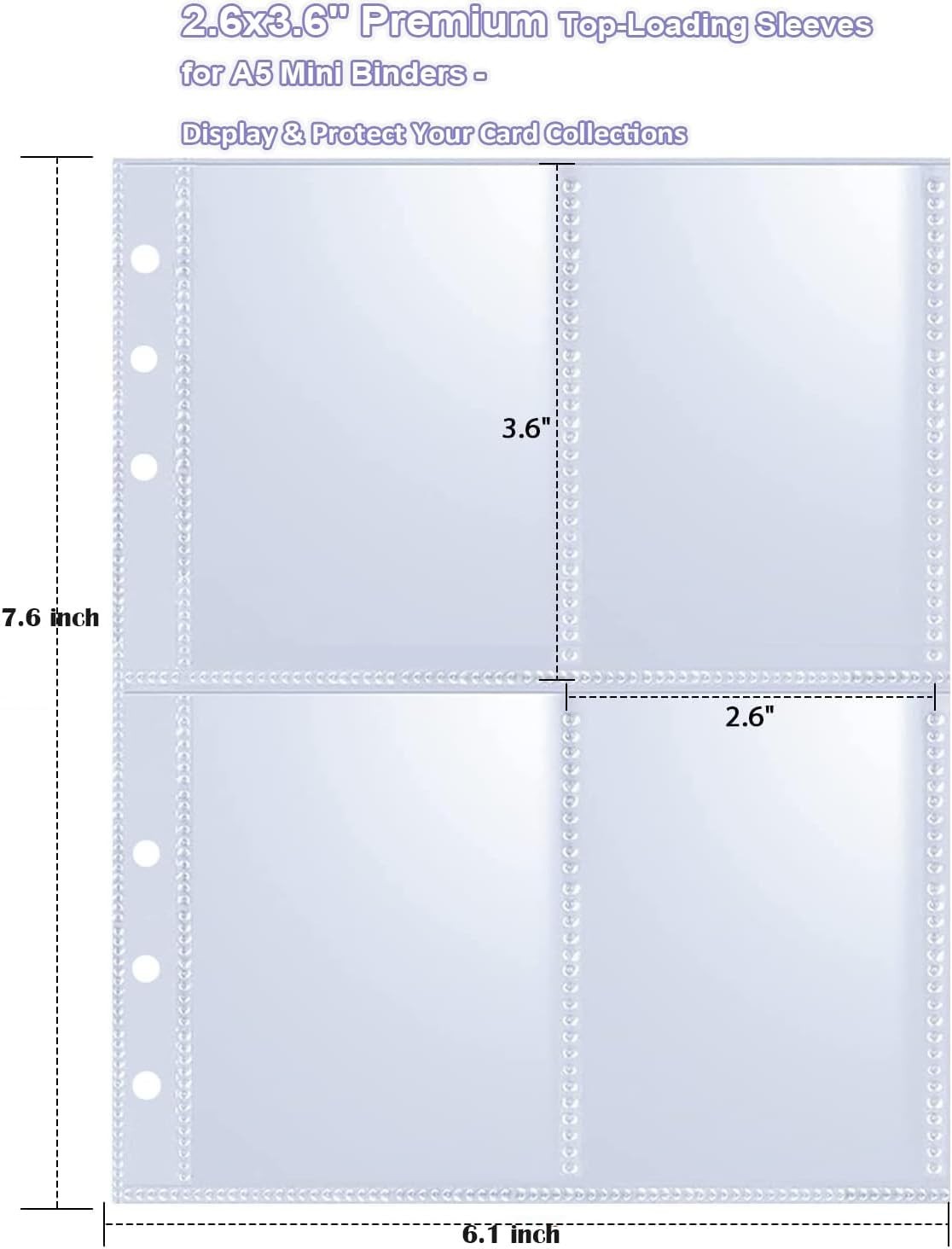 20-pack Trading Card Sleeve Pages 9-pocket Binder Sheets for Sports Game Cards