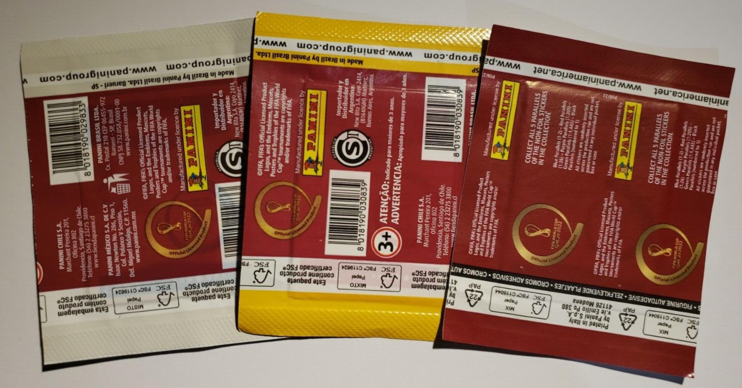 Panini World Cup Qatar 2022 Stickers – All 3 different America Version Packs.