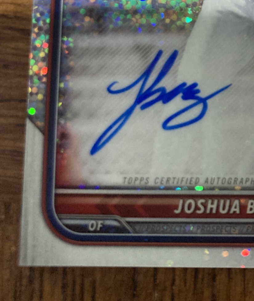 2022 Bowman Joshua Baez Chrome Prospect Auto Speckle #/299- Has Print Lines