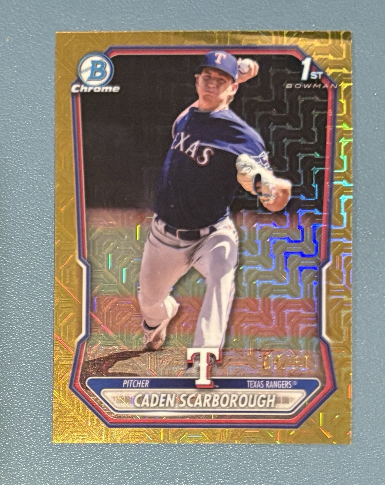 2026 Bowman Caden Scarborough 1st Chrome Gold Mega Box Mojo /50 #BCP-17 Rangers