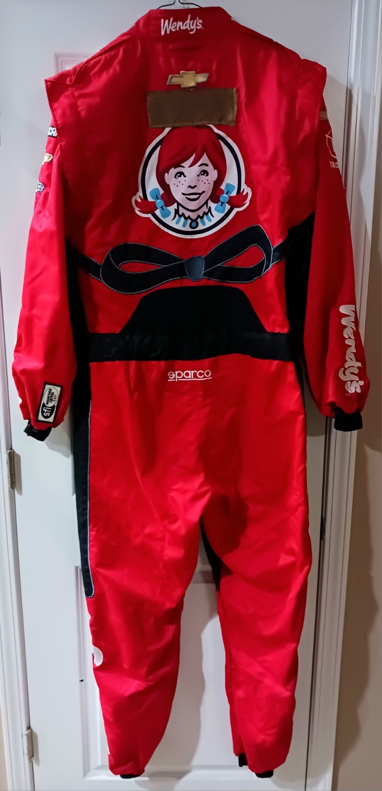 Trackhouse Racing Race Used Wendy’s Chevy Pit Crew Firesuit NASCAR Daniel Suarez