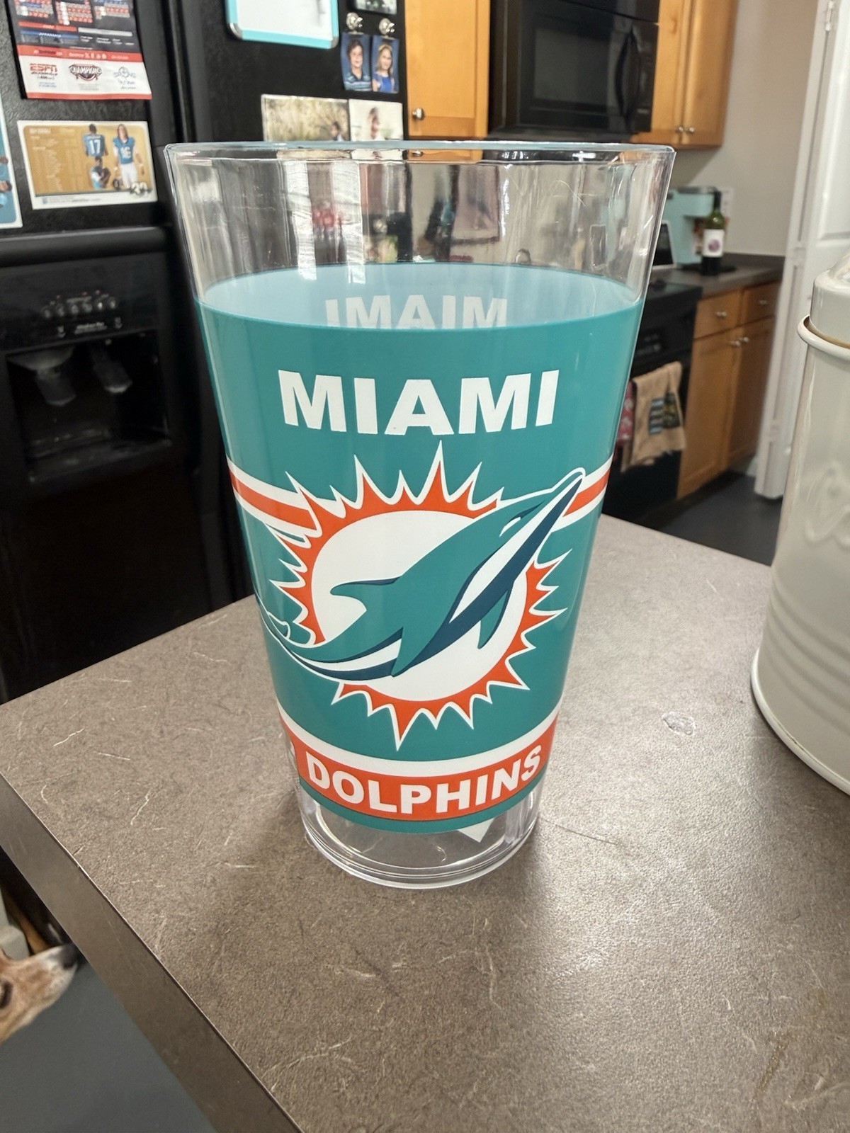 Miami Dolphins NFL 22oz Clear Hard Plastic Cup Tumbler Official Licensed NEW NIB