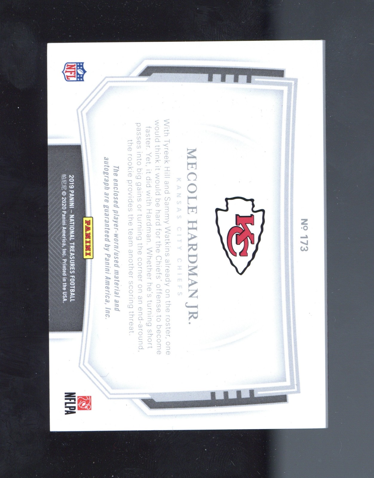 2019 Panini National Treasures #173 Mecole Hardman Jr. /20 AUTO RPA ROOKIE